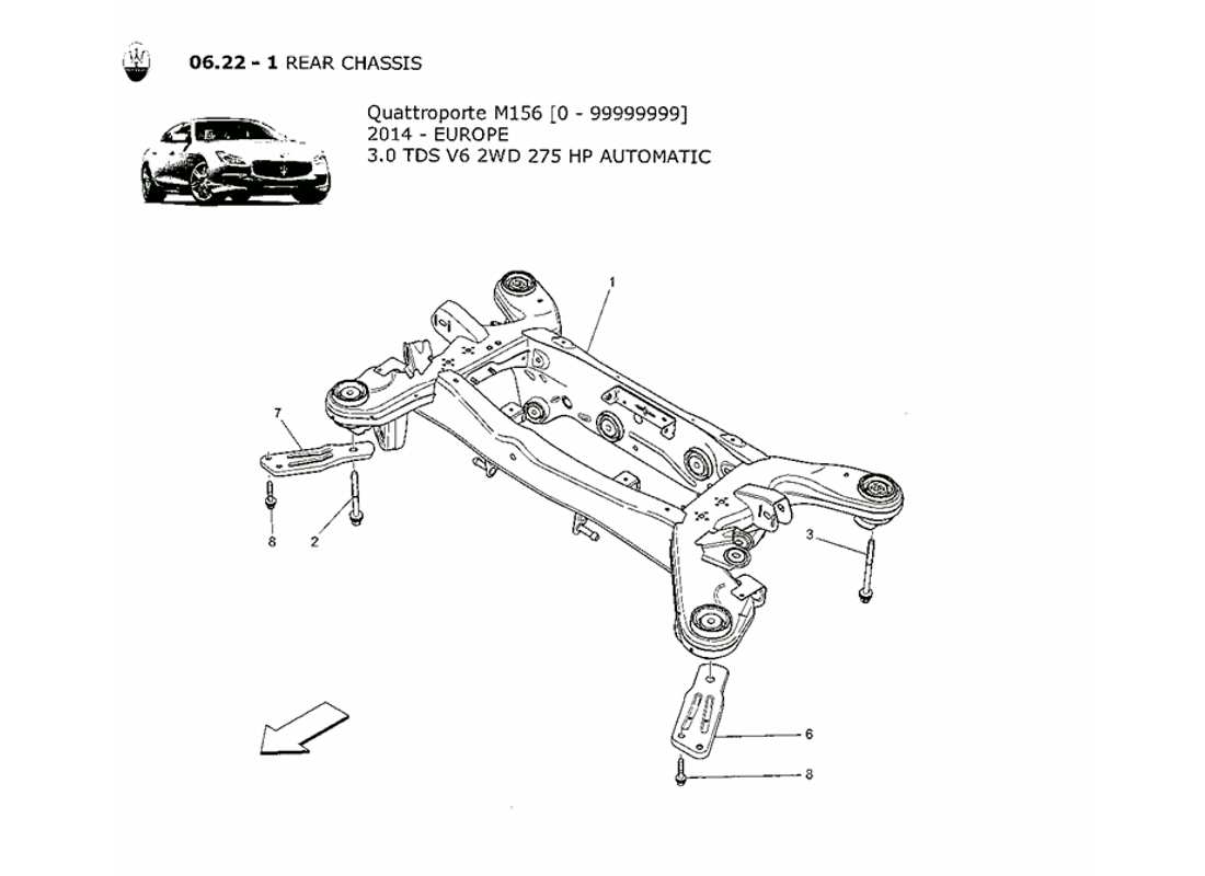 maserati qtp. v6 3.0 tds 275bhp 2014 telaio posteriore diagramma delle parti