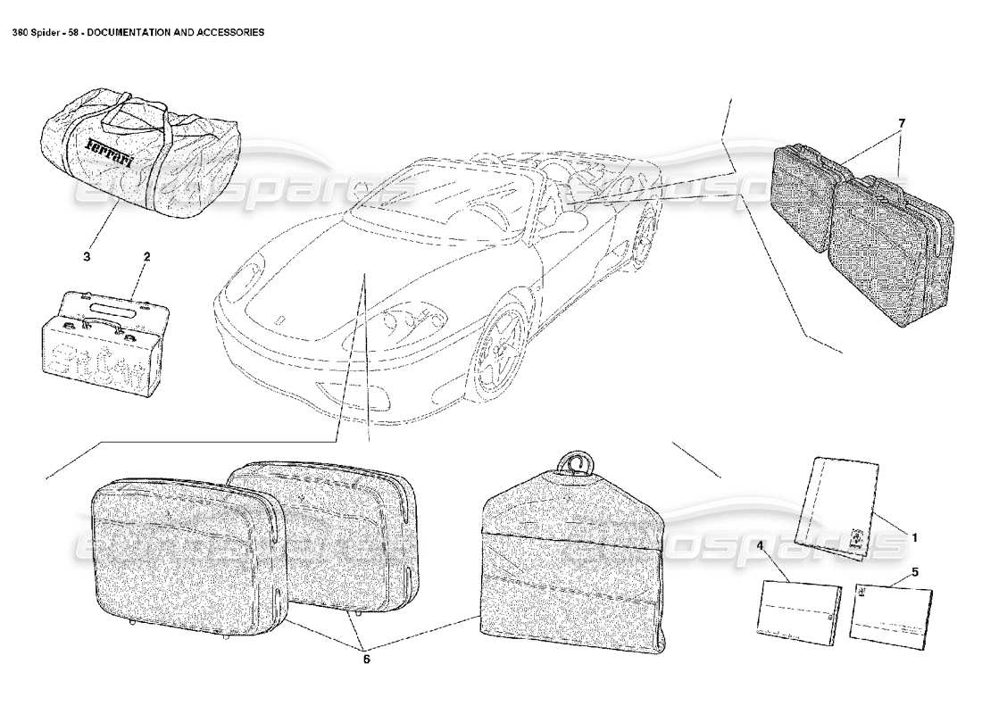 ferrari 360 spider documentazione e accessori diagramma delle parti