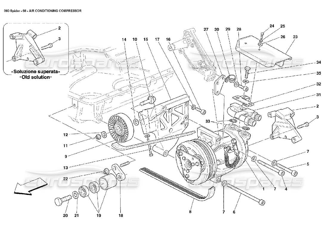 ferrari 360 spider diagramma delle parti del compressore dell'aria condizionata
