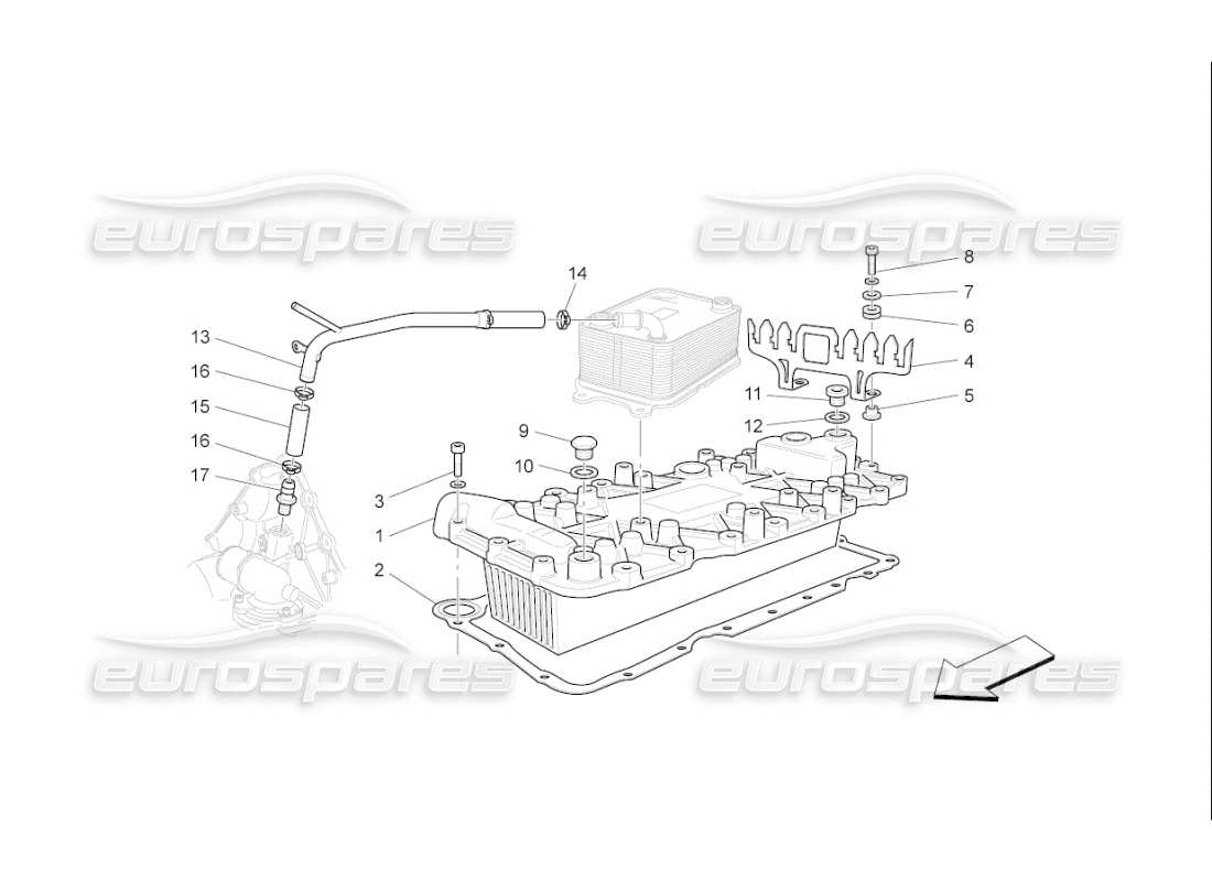 maserati qtp. (2009) 4.7 auto diagramma delle parti dello scambiatore di calore