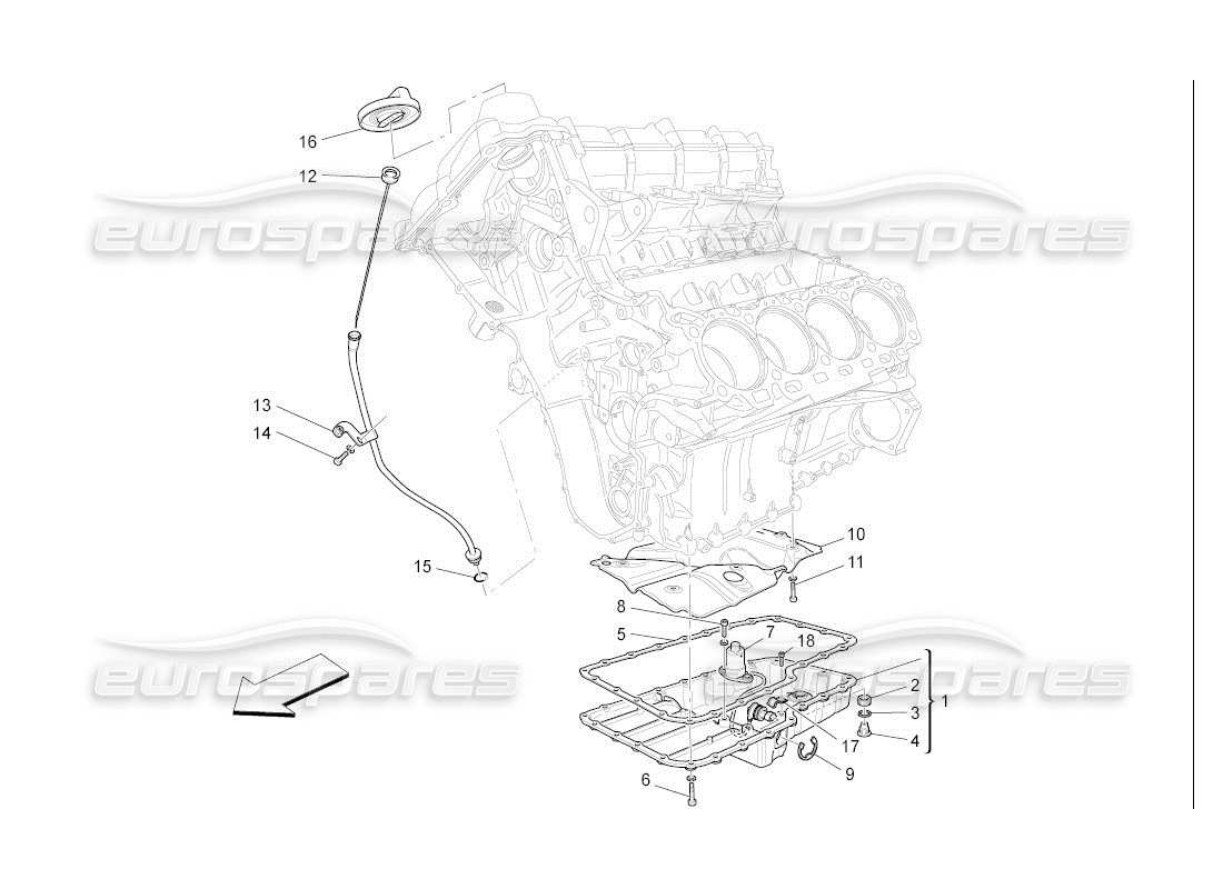 maserati qtp. (2007) 4.2 auto sistema di lubrificazione: diagramma delle parti del circuito e della raccolta