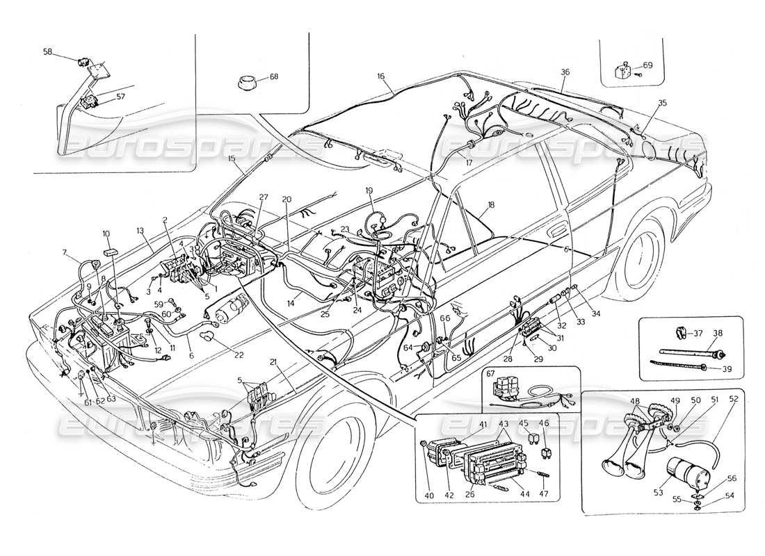 maserati 228 diagramma delle parti del cablaggio e dei componenti elettrici