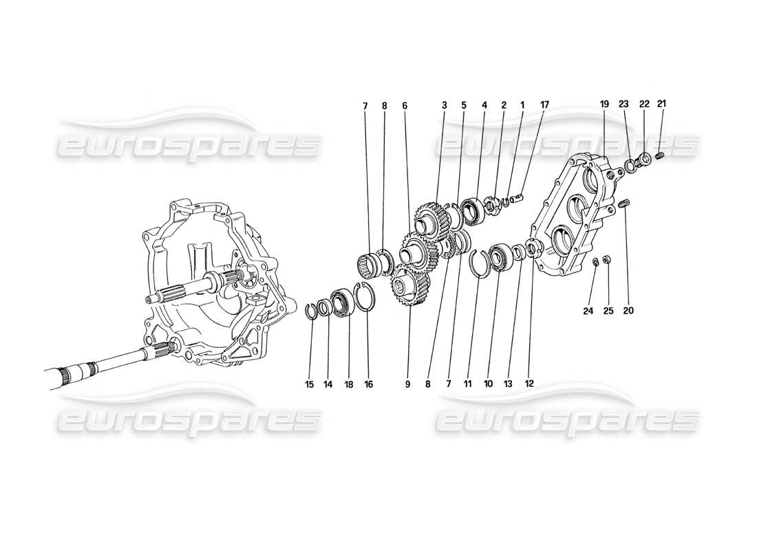 ferrari 328 (1985) diagramma delle parti della trasmissione del cambio