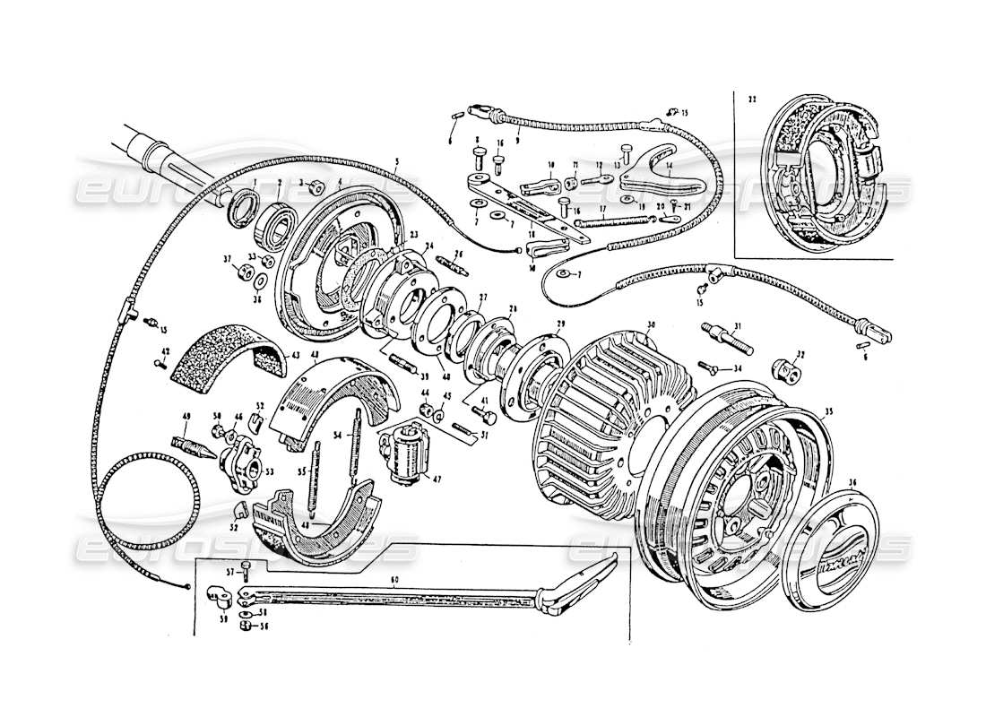 maserati 3500 gt freni posteriori diagramma delle parti