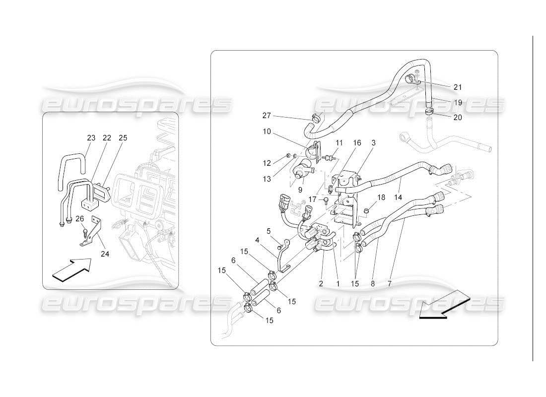 maserati qtp. (2007) 4.2 auto unità a c: diagramma delle parti dei dispositivi del vano motore