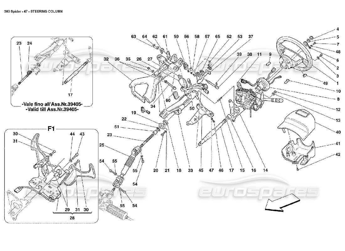 ferrari 360 spider piantone dello sterzo diagramma delle parti