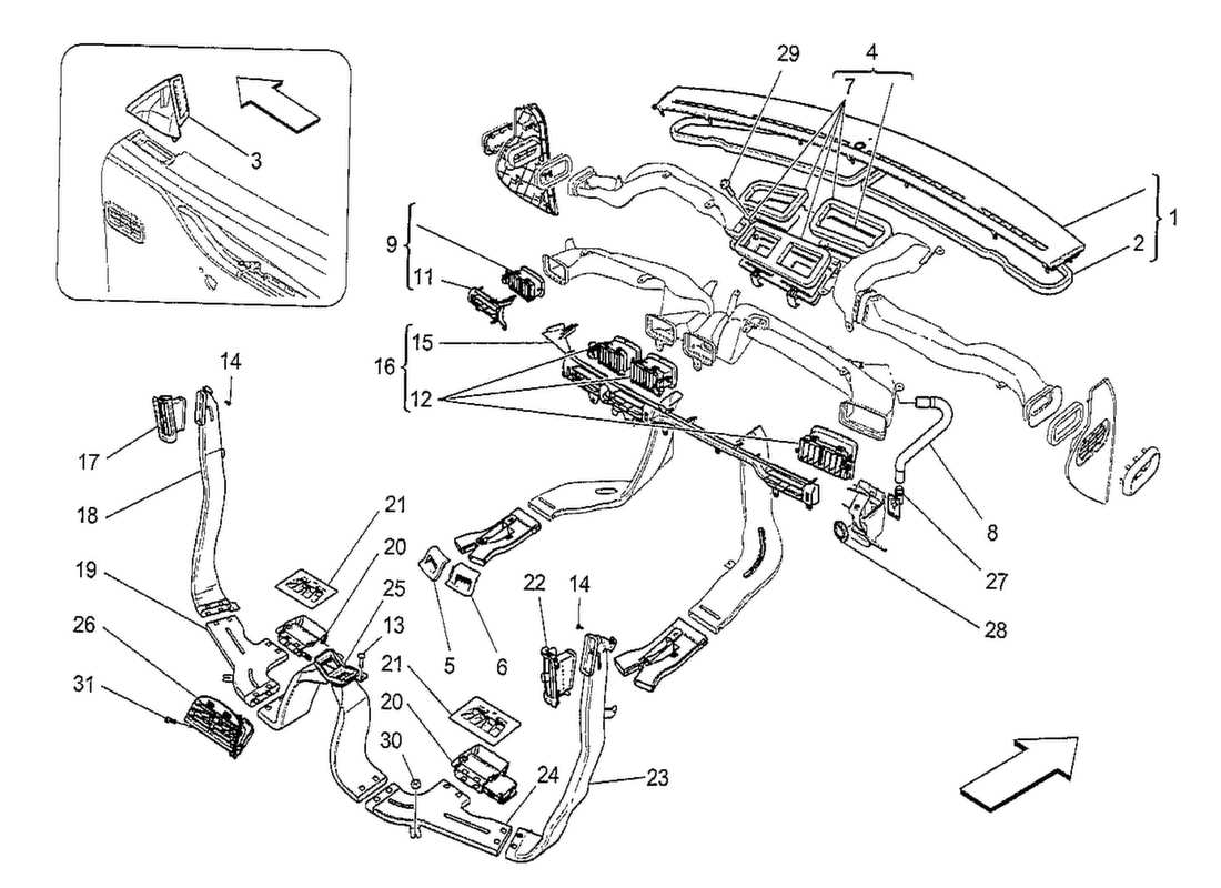 maserati qtp. v8 3.8 530bhp 2014 unità a c: diagramma della parte di diffusione