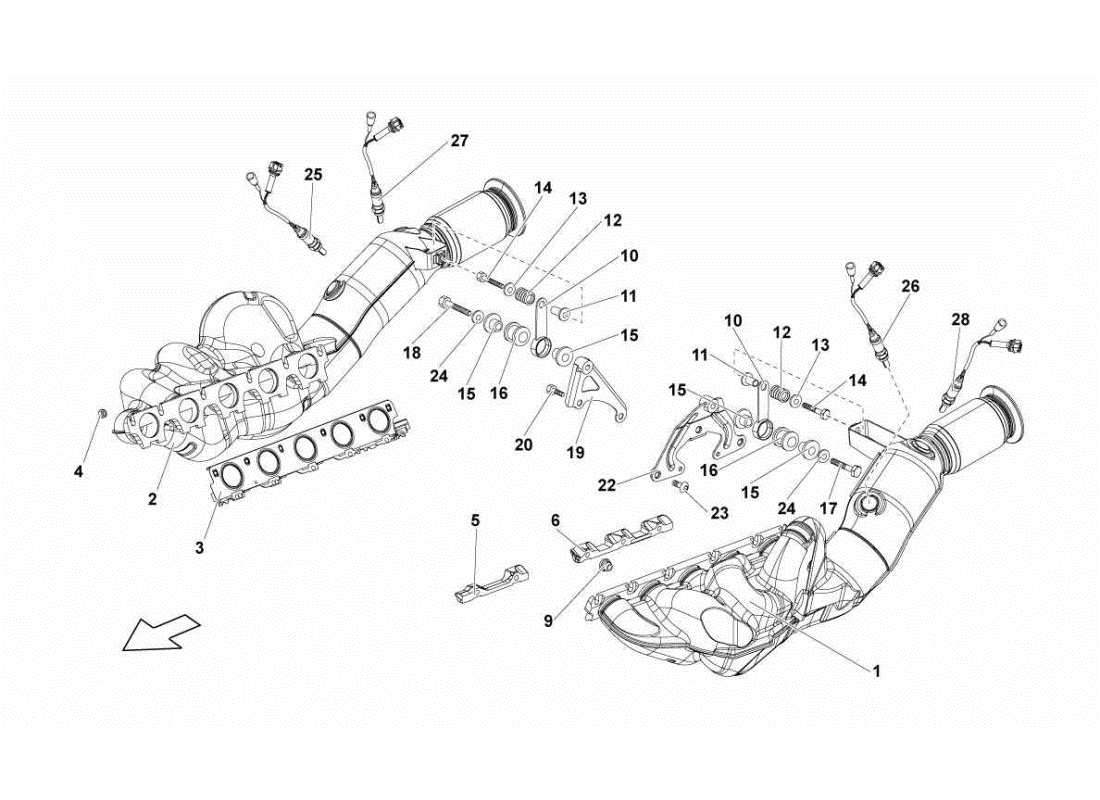 lamborghini gallardo sts ii sc diagramma delle parti del sistema di scarico