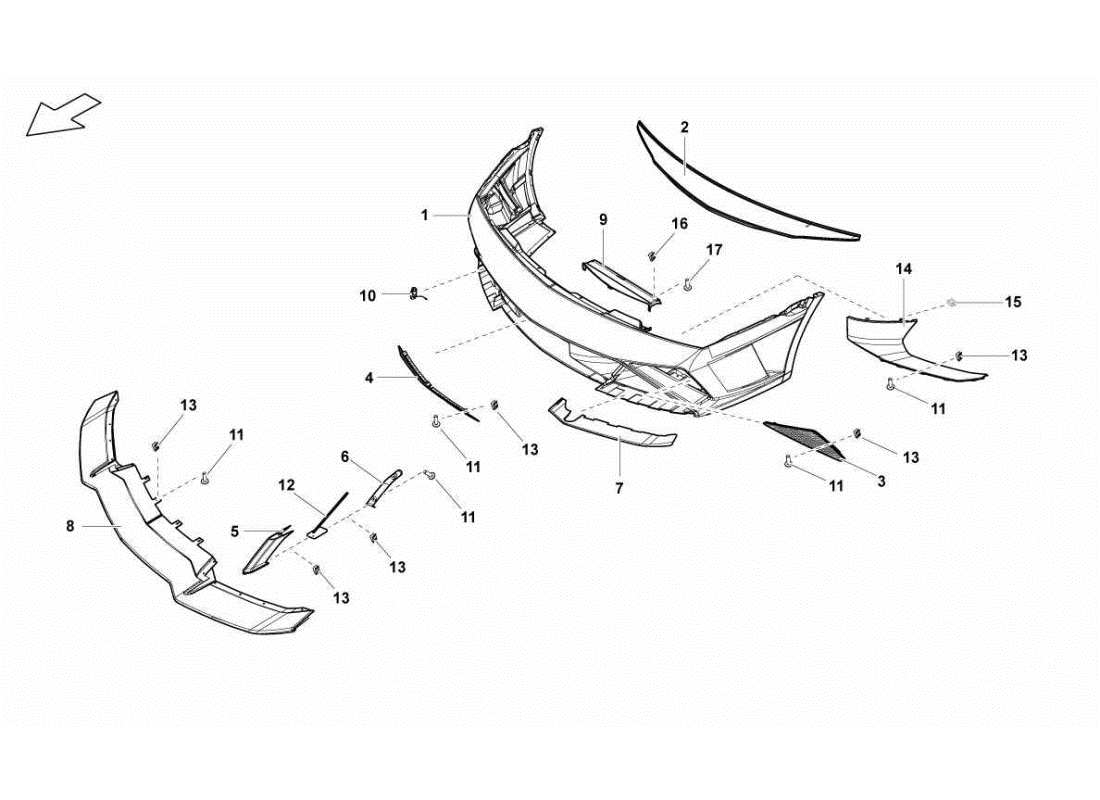 lamborghini gallardo sts ii sc schema delle parti del paraurti anteriore