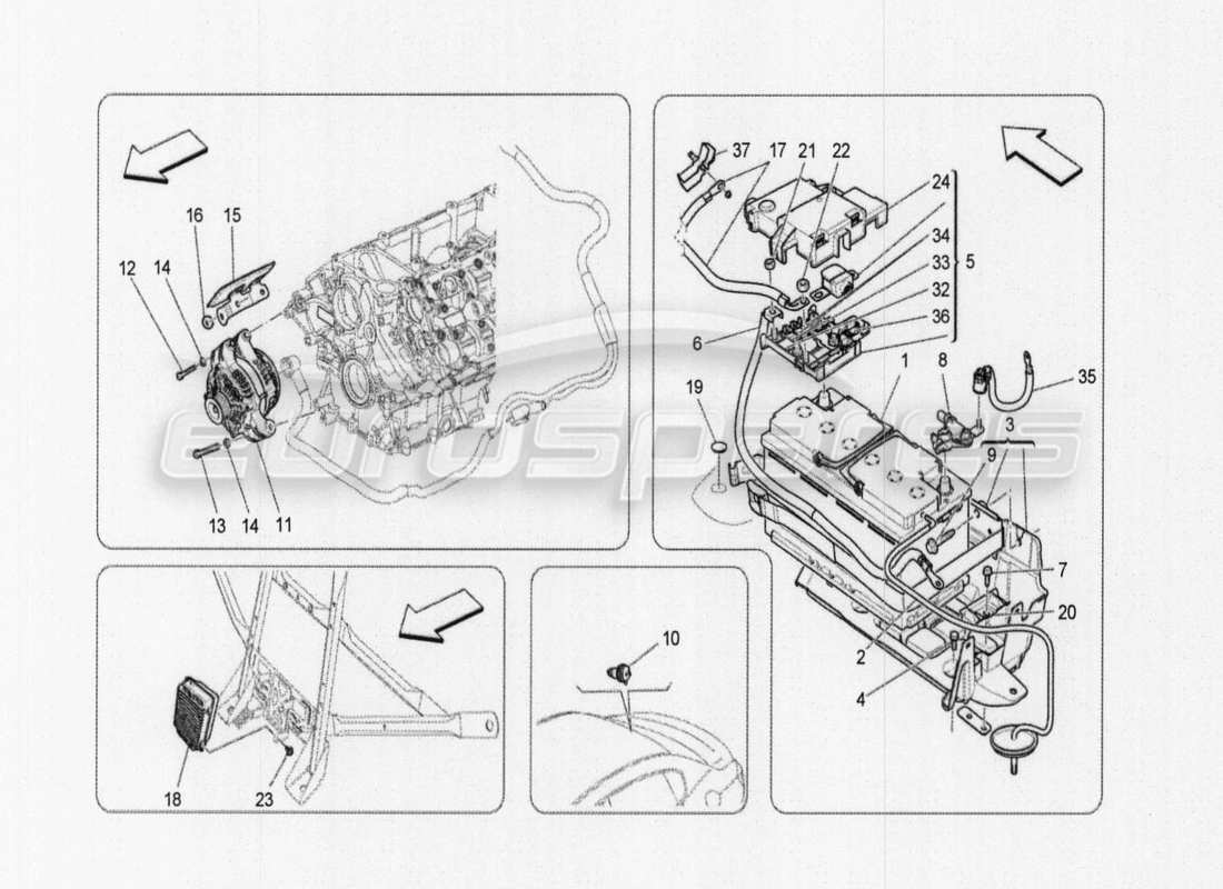 maserati qtp. v8 3.8 530bhp auto 2015 diagramma delle parti dei gruppi ottici posteriori