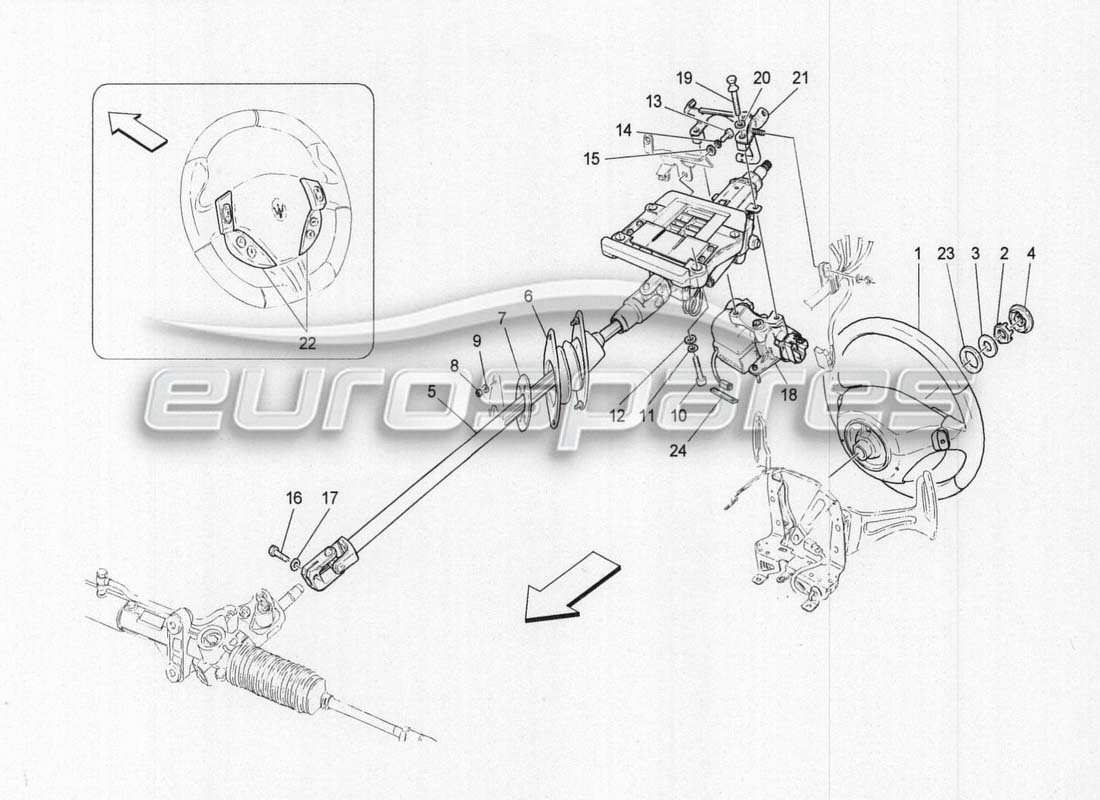 maserati grancabrio mc centenario piantone dello sterzo e unità volante diagramma delle parti