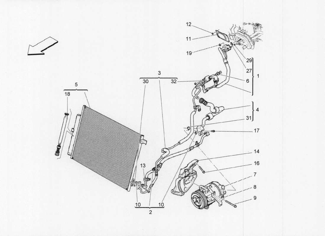 maserati qtp. v6 3.0 tds 275bhp 2017 unità a c: diagramma delle parti dei dispositivi del vano motore