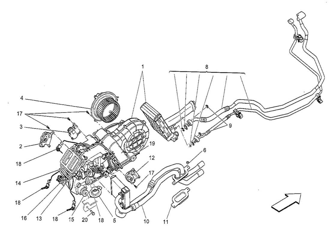maserati qtp. v8 3.8 530bhp 2014 unità ac: schema delle parti dispositivi tunnel