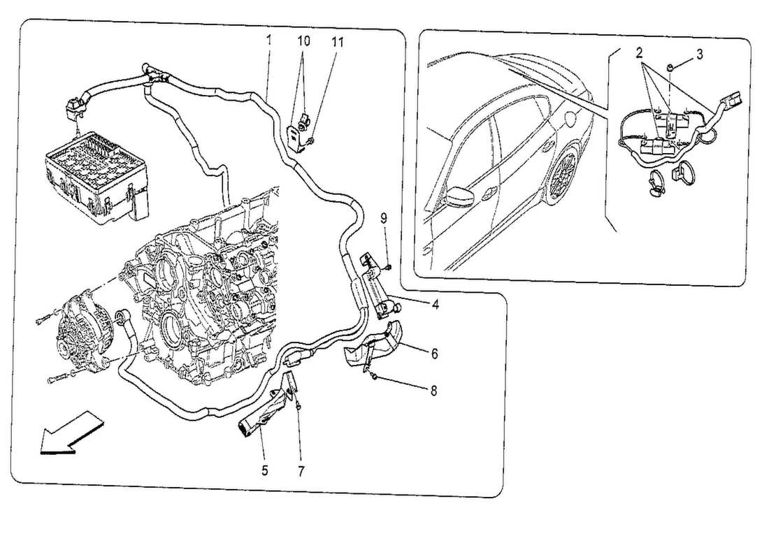 maserati qtp. v8 3.8 530bhp 2014 schema delle parti del cablaggio principale