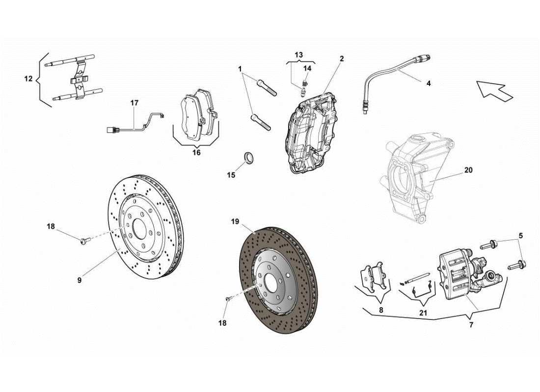lamborghini gallardo sts ii sc schema delle parti dei dischi freno posteriori std-ccb