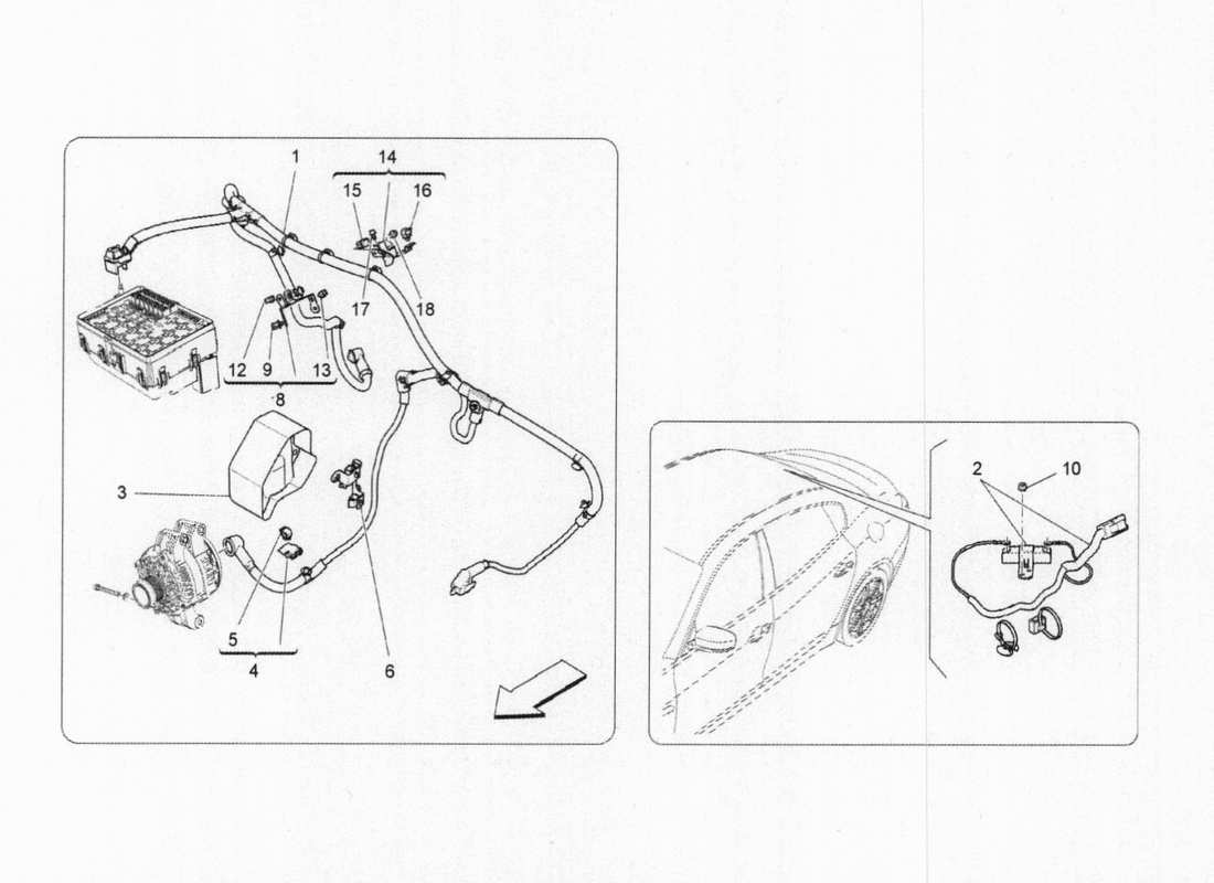 maserati qtp. v6 3.0 bt 410bhp 2015 schema delle parti del cablaggio principale