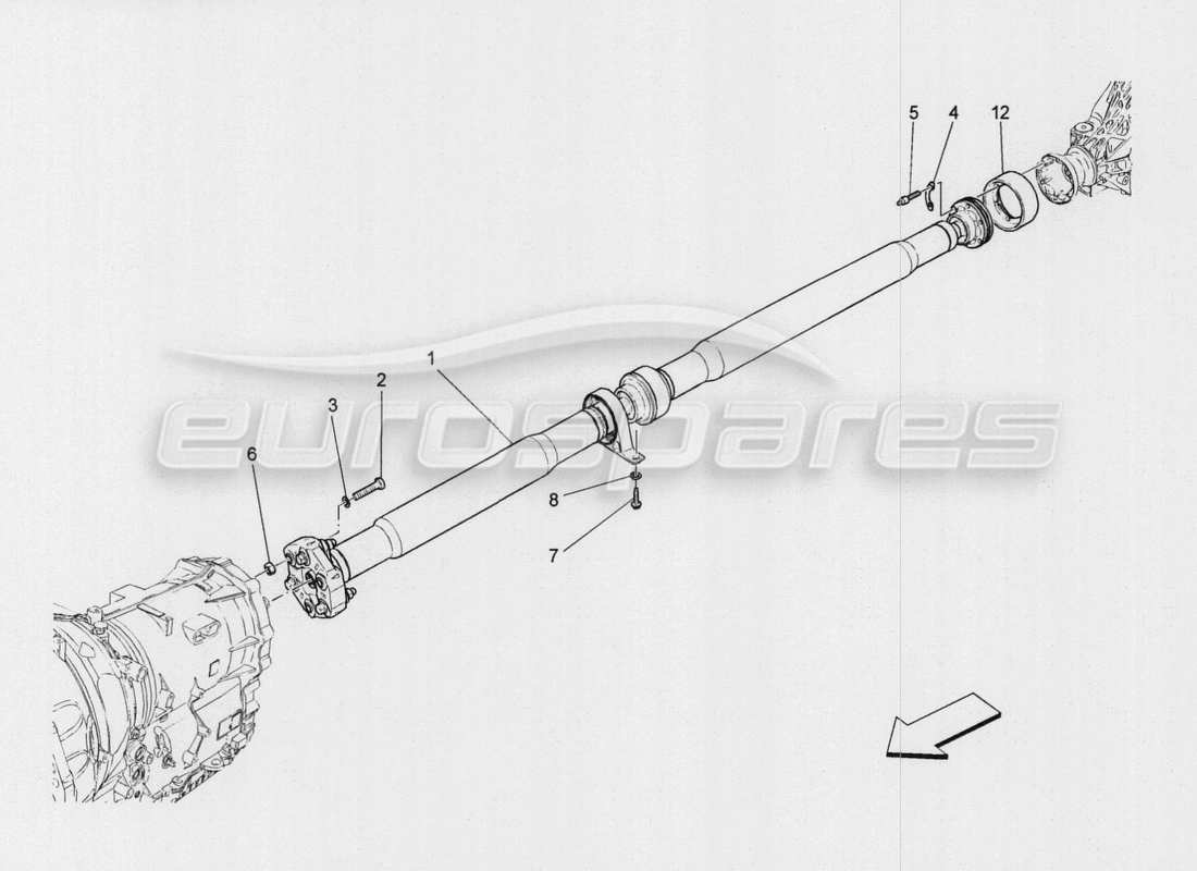 maserati qtp. v8 3.8 530bhp auto 2015 schema delle parti dell'albero di trasmissione