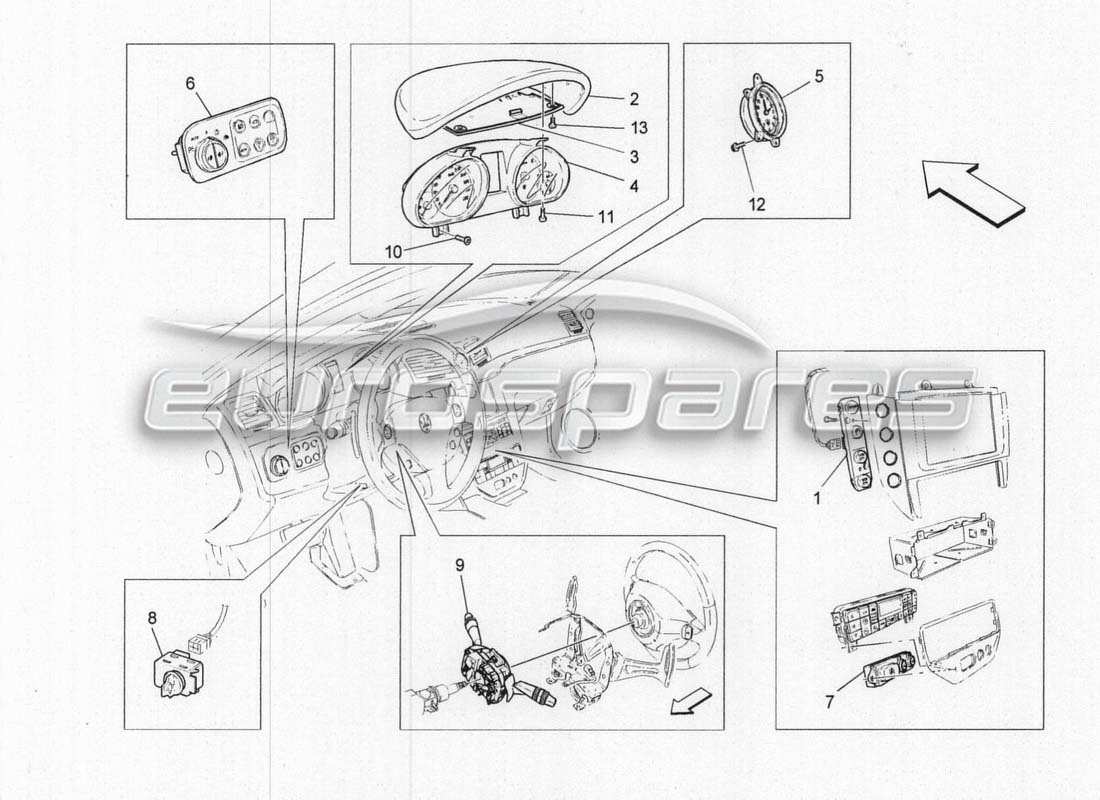 maserati grancabrio mc centenario attrezzatura del cruscotto diagramma delle parti