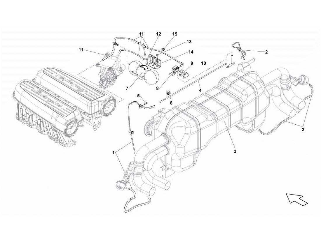 lamborghini gallardo lp560-4s update diagramma delle parti del sistema di scarico