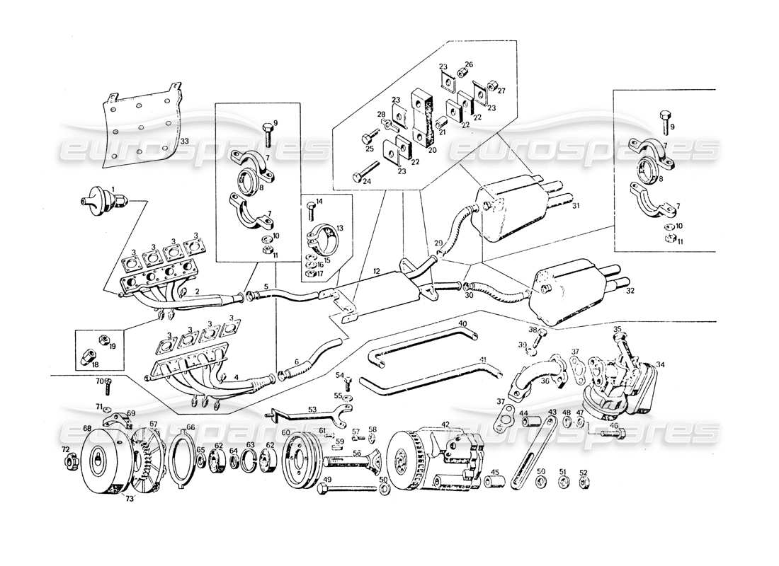 maserati khamsin tubi di scarico diagramma delle parti