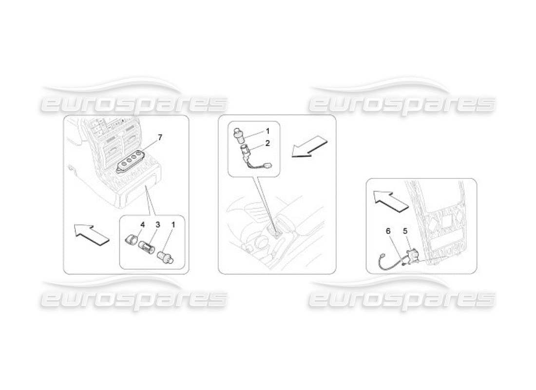 maserati qtp. (2005) 4.2 dispositivi della console centrale diagramma delle parti