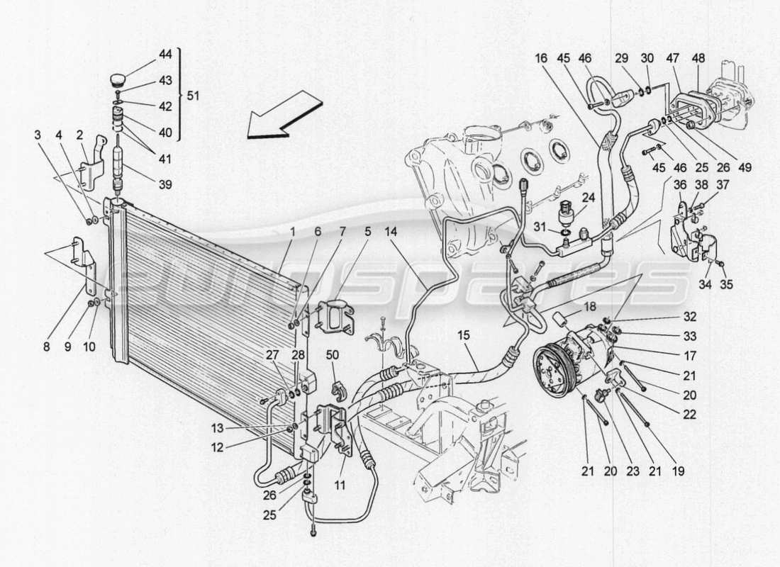maserati granturismo special edition unità a c: diagramma delle parti dei dispositivi del vano motore