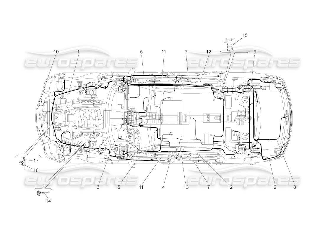 maserati qtp. (2011) 4.2 auto schema delle parti del cablaggio principale