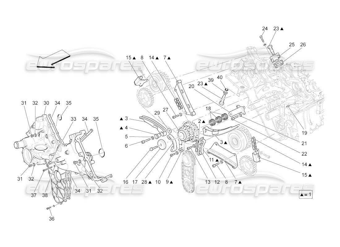 maserati qtp. (2011) 4.2 auto diagramma delle parti di temporizzazione