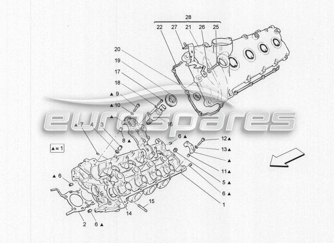 maserati grancabrio mc centenario schema delle parti della testata sinistra