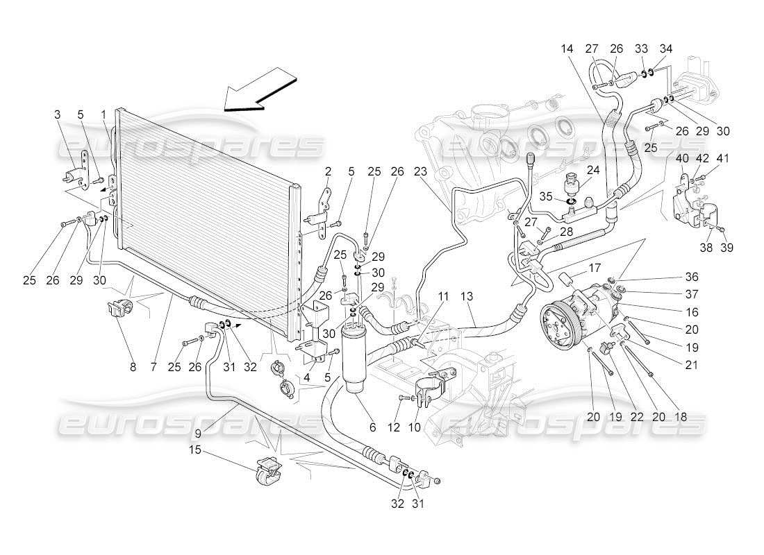 maserati qtp. (2011) 4.2 auto unità a c: diagramma delle parti dei dispositivi del vano motore
