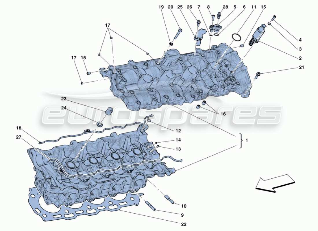 ferrari 488 challenge testata cilindro sinistra diagramma delle parti