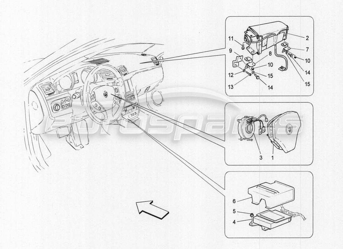 maserati granturismo special edition sistema airbag frontale diagramma delle parti