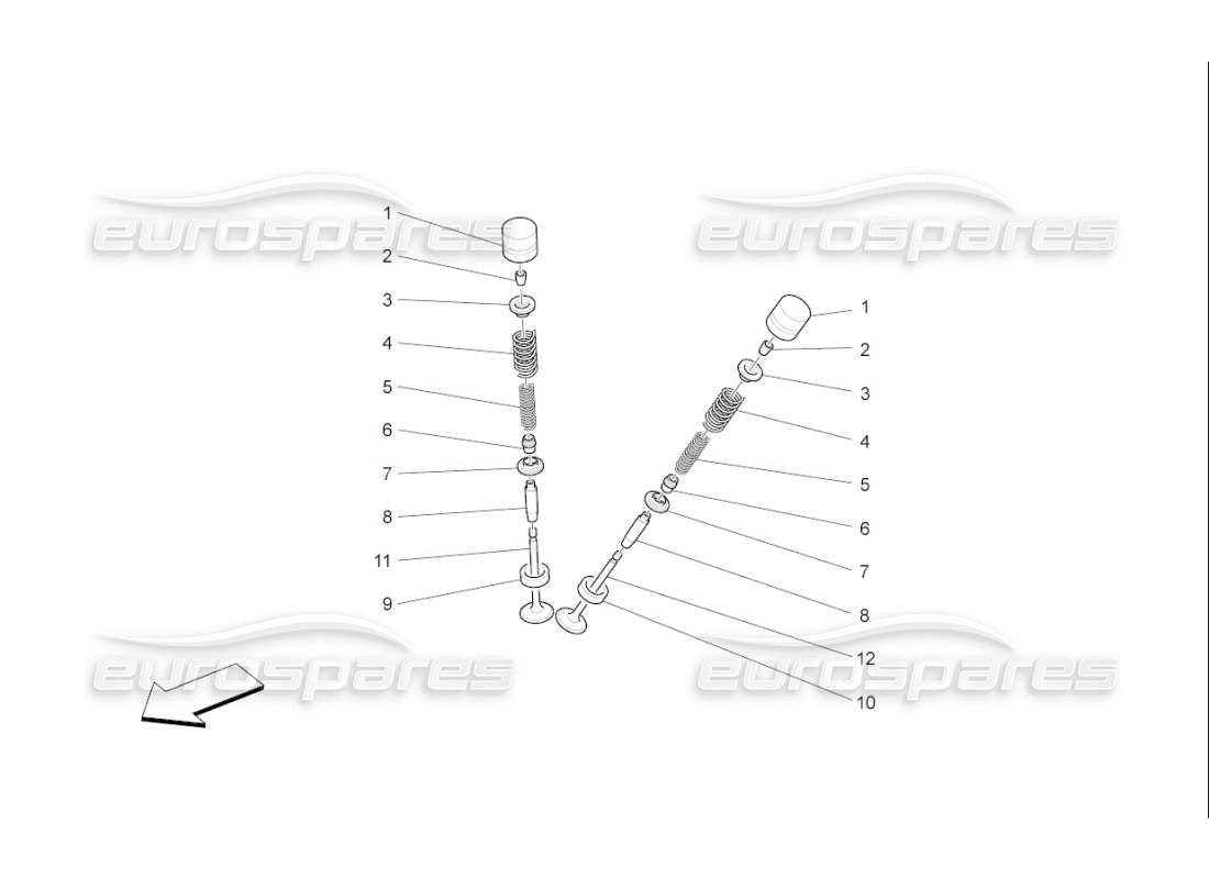 maserati qtp. (2009) 4.7 auto diagramma delle parti delle valvole