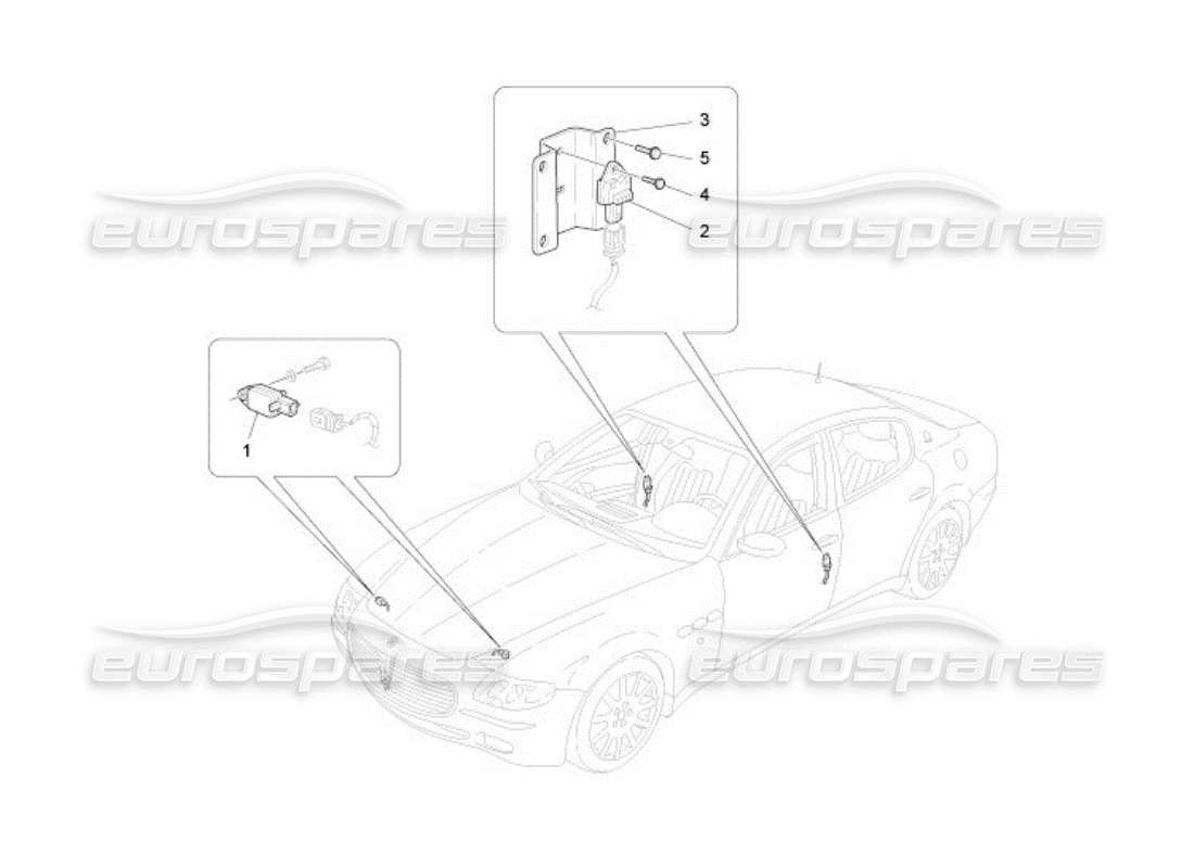 maserati qtp. (2005) 4.2 diagramma delle parti dei sensori di collisione