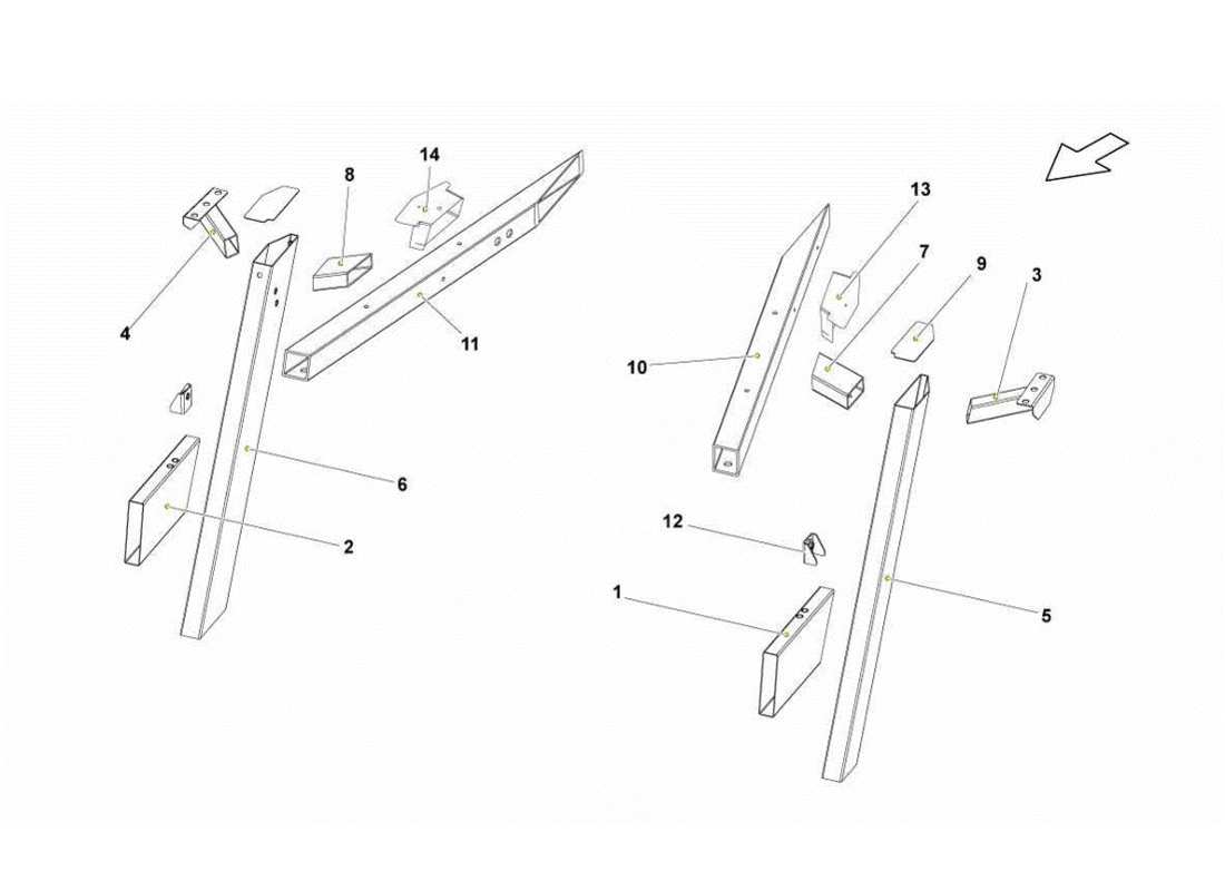 lamborghini gallardo lp560-4s update diagramma delle parti degli elementi del telaio posteriore