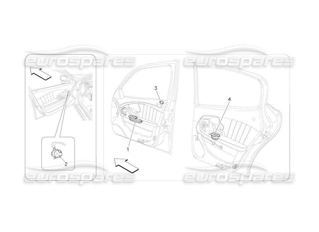 maserati qtp. (2011) 4.7 auto diagramma delle parti dei dispositivi per porte