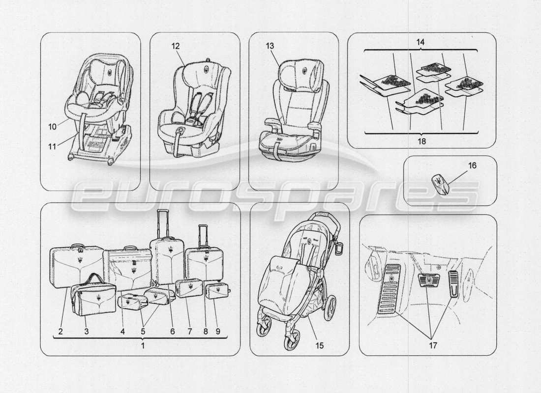 maserati qtp. v8 3.8 530bhp auto 2015 diagramma delle parti dei dispositivi interni del veicolo