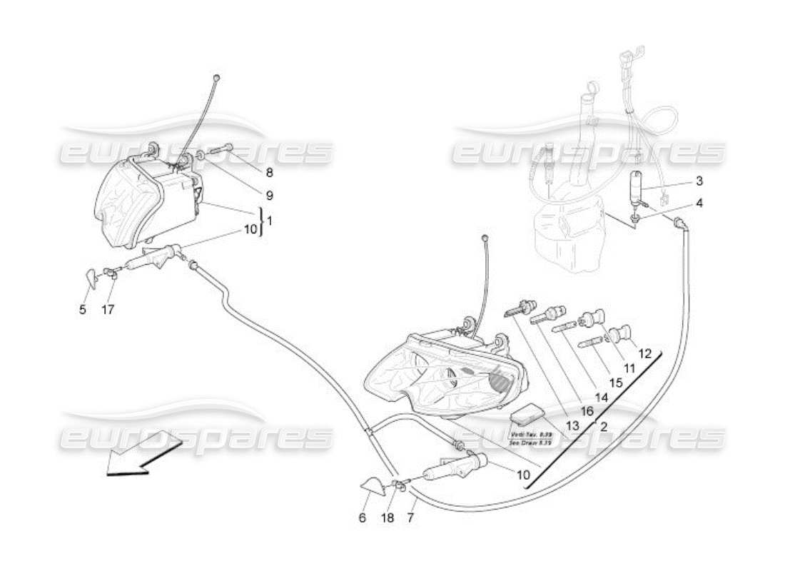 maserati qtp. (2005) 4.2 diagramma delle parti dei gruppi ottici