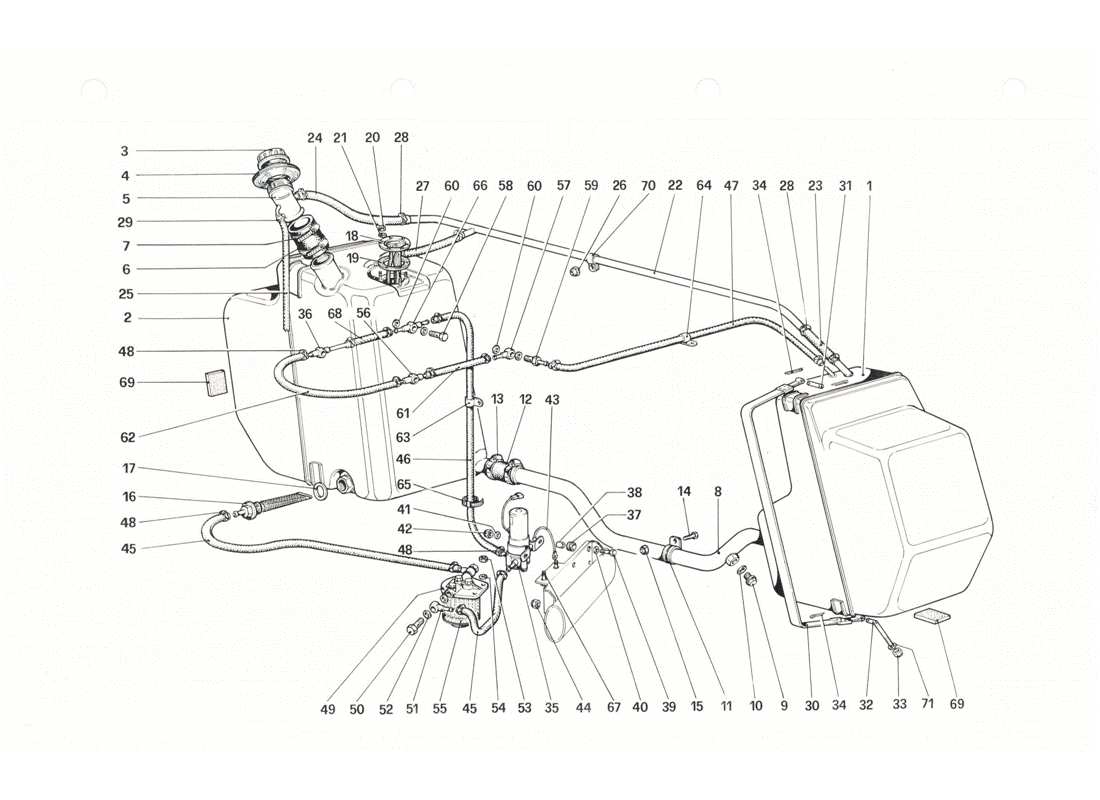 ferrari 208 gtb gts sistema di alimentazione carburante diagramma delle parti