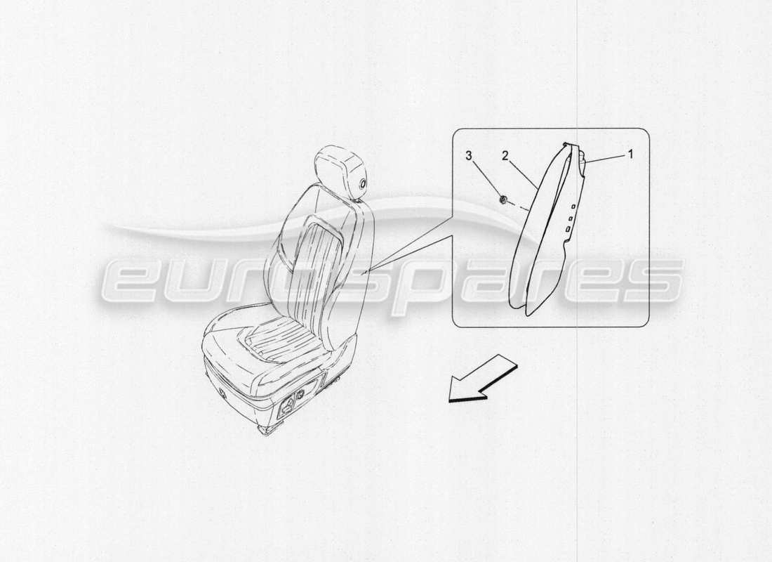 maserati qtp. v8 3.8 530bhp auto 2015 diagramma delle parti del sistema borsa laterale anteriore