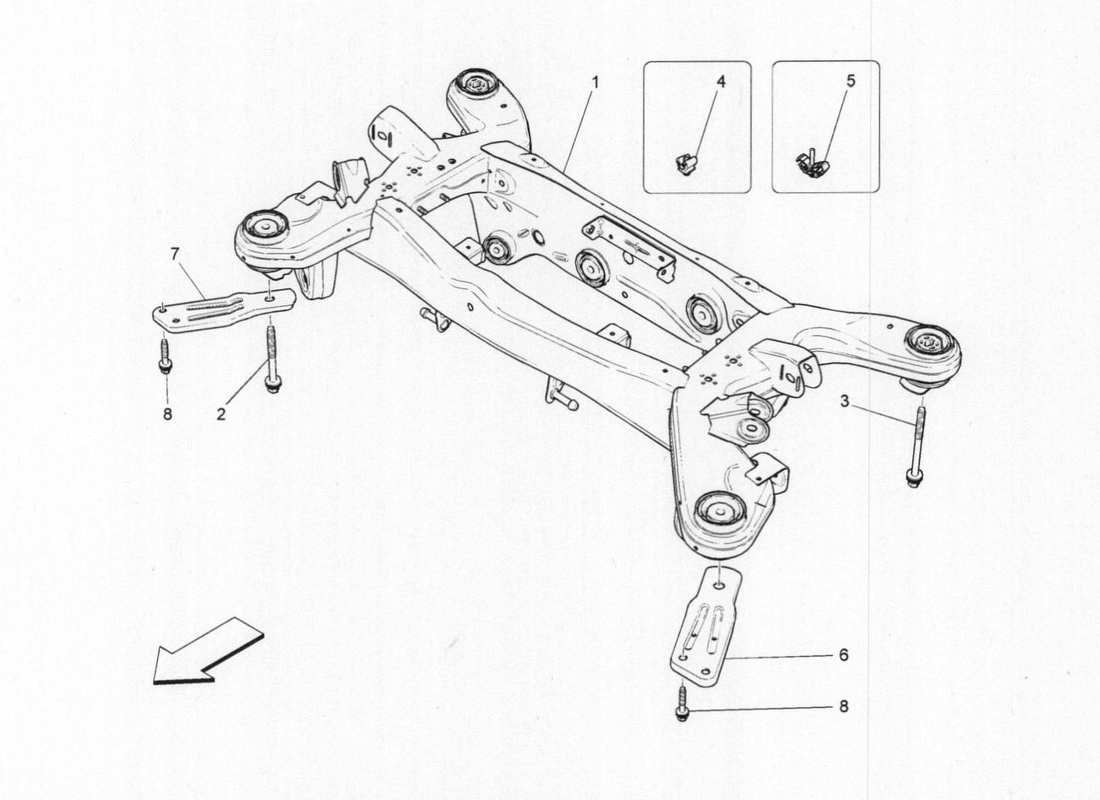 maserati qtp. v6 3.0 bt 410bhp 2015 schema delle parti del telaio posteriore