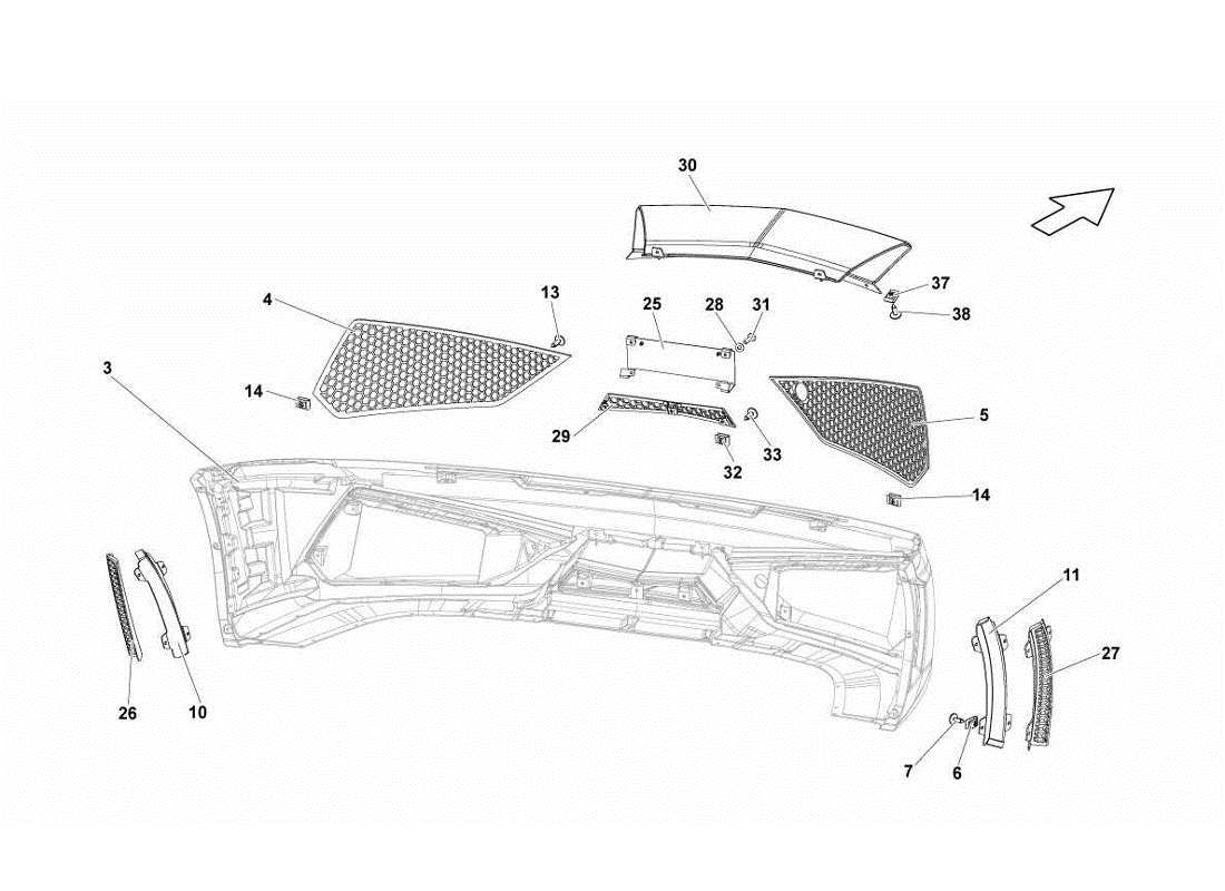 lamborghini gallardo lp570-4s perform griglie - schema delle parti del paraurti anteriore