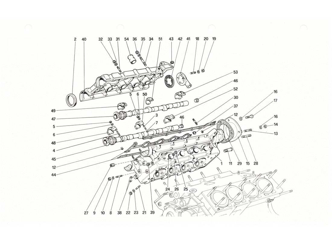 ferrari 208 gtb gts testata (destra) diagramma delle parti