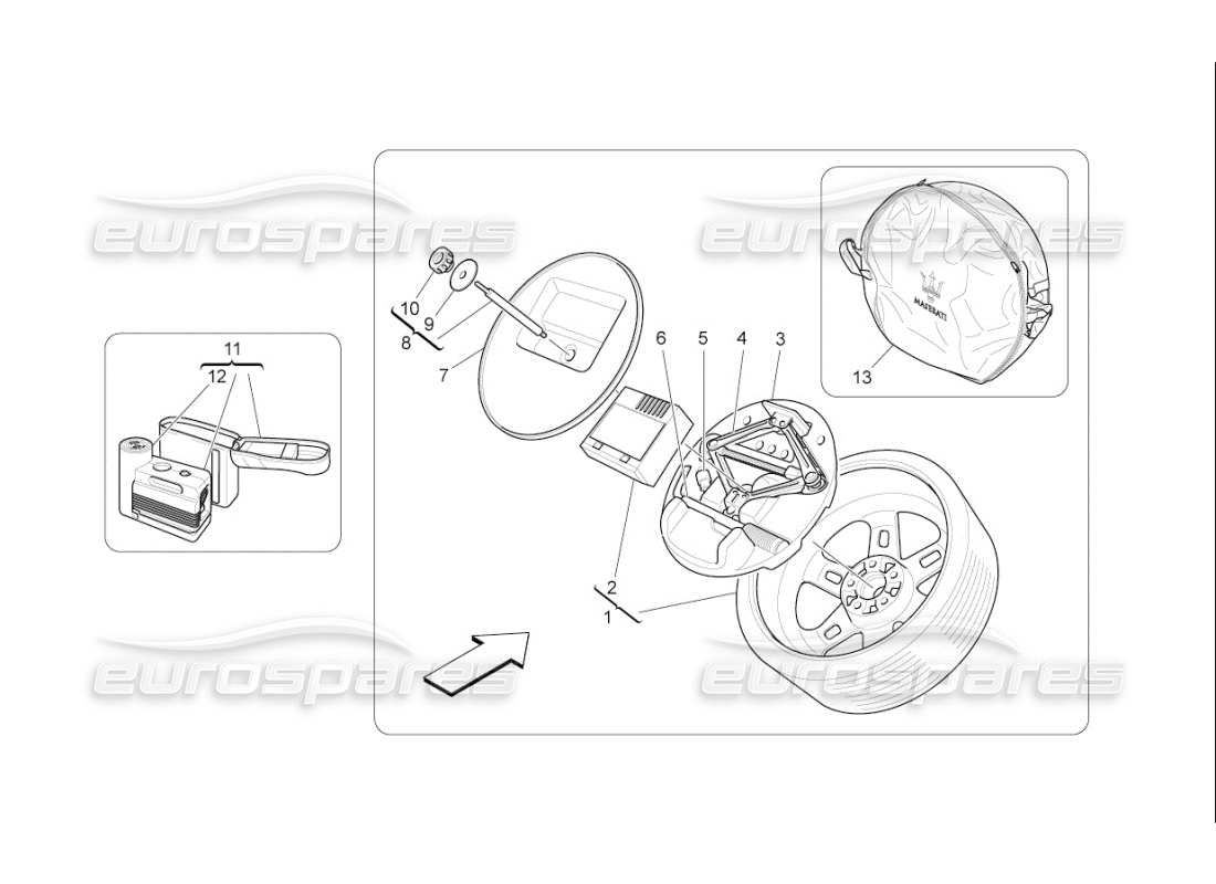 maserati qtp. (2010) 4.7 auto accessori forniti diagramma delle parti