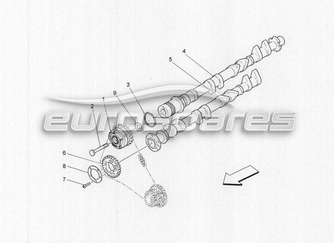 maserati grancabrio mc centenario diagramma delle parti degli alberi a camme della testata destra