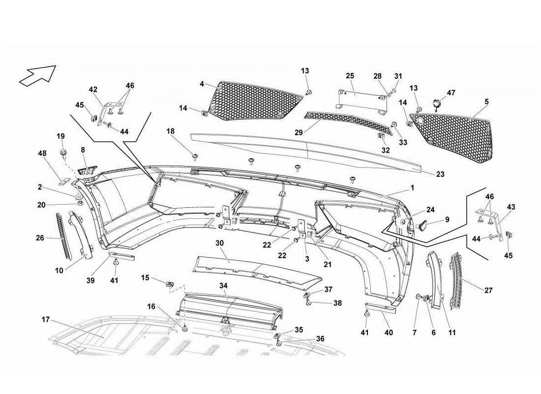 lamborghini gallardo lp560-4s update schema delle parti del paraurti anteriore