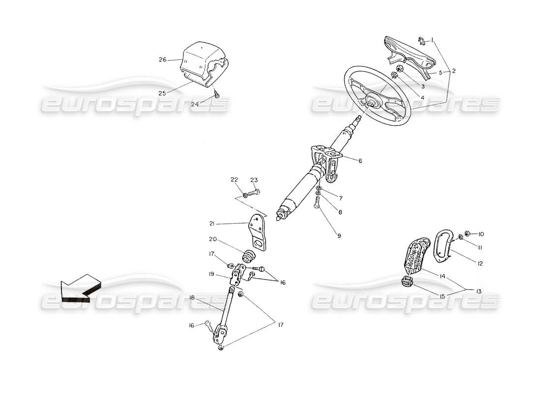 maserati shamal piantone dello sterzo e volante diagramma delle parti