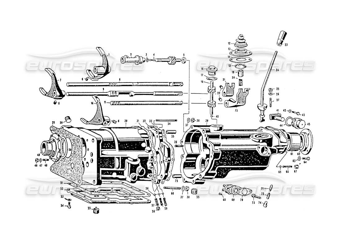 maserati 3500 gt 5 scatola del cambio di velocità diagramma delle parti