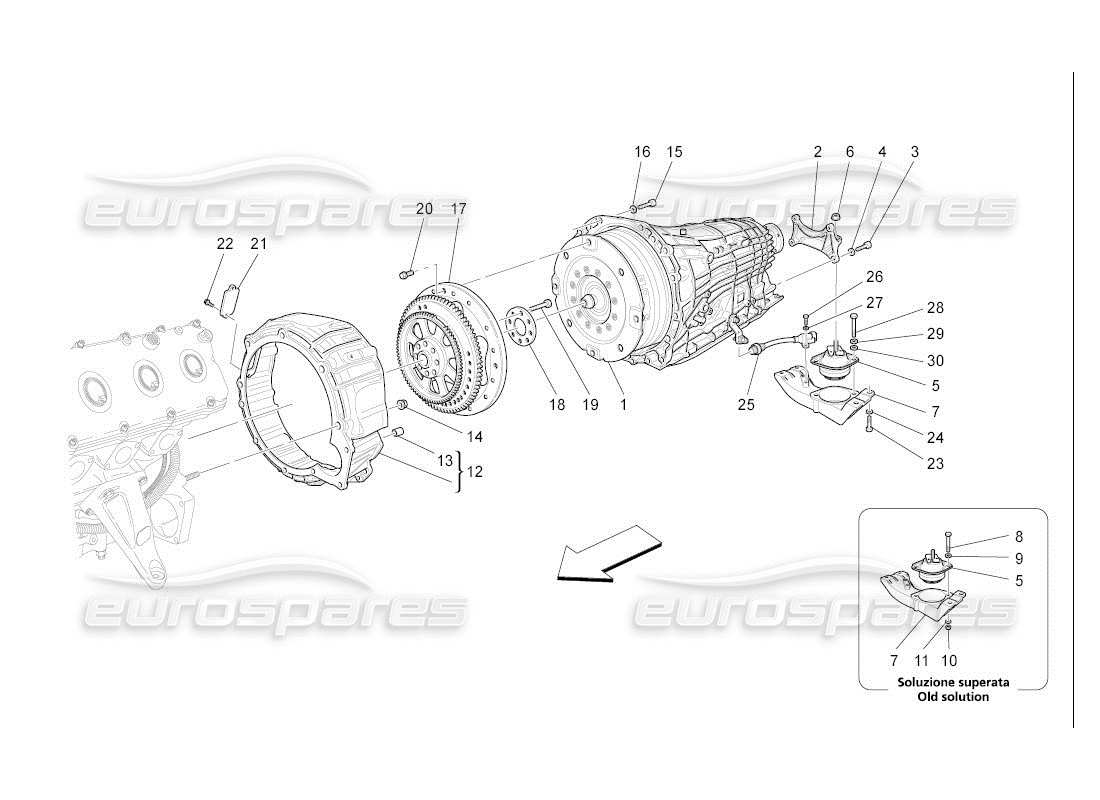 maserati qtp. (2007) 4.2 auto diagramma delle parti degli alloggiamenti del cambio