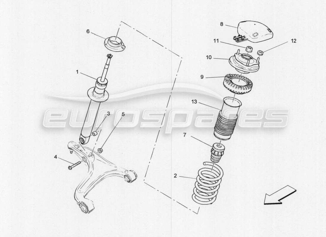 maserati qtp. v8 3.8 530bhp 2014 auto diagramma delle parti dei dispositivi dell'ammortizzatore anteriore